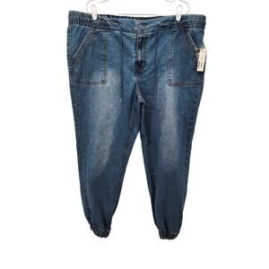 NWT No Boundaries Blue Denim Plus High Rise  Jogger Jean Junior Women's XXXL-21